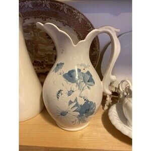 Royal Hager white vase with blue flowers